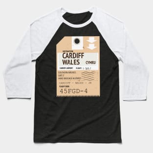 Cardiff Wales retro plane ticket, Baseball T-Shirt